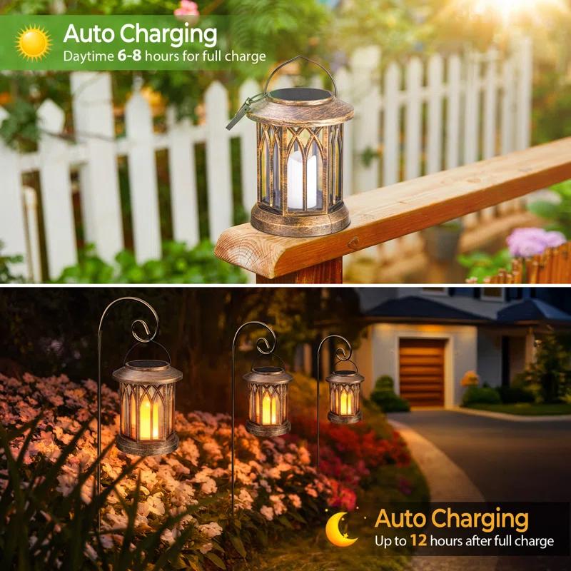 KOOPER Solar Lantern Outdoor Lights, Upgraded Flickering Candle Solar Lanterns Lights Outdoor Waterproof, Hanging Outdoor Solar Lanterns Lights, Solar Powered Lanterns For Yard Garden Decor (Set of 2)