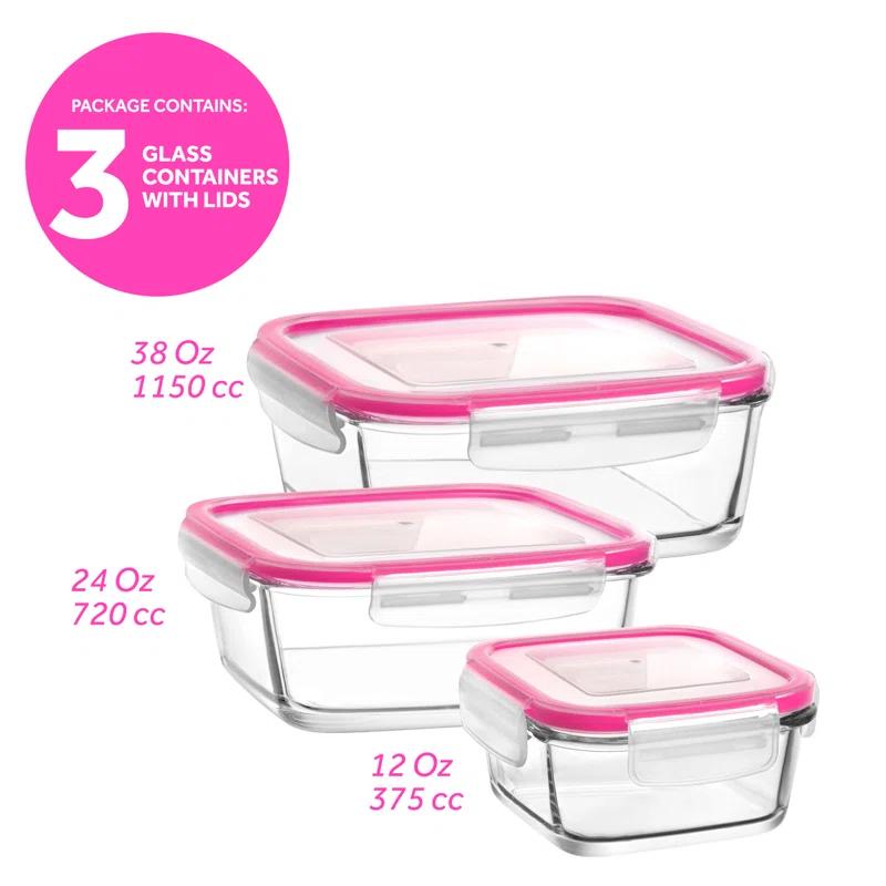 LAV Fresco Glass Food Storage - Set of 3 Containers and 3 Lids