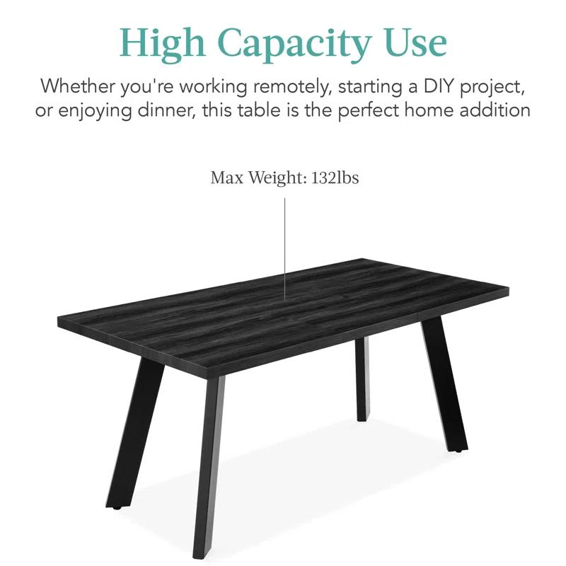 George Oliver Joglar 47 to 63in Modern Extendable Dining Table for 2-6 People w/ Leaf Extension, 2 Locks