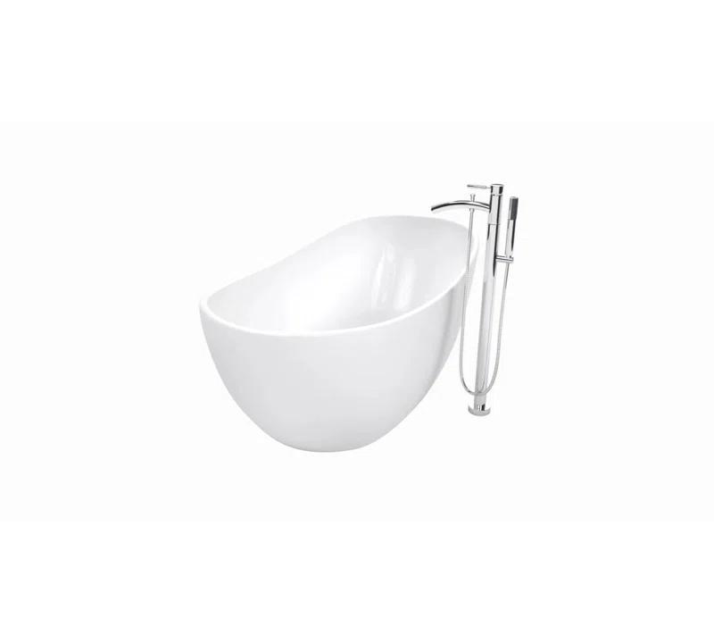 Wyndham Collection WCOBT101465MBTRIM Rebecca 65'' x 32'' Freestanding Soaking Acrylic Bathtub