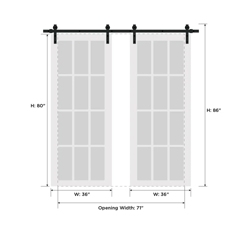 SARTODOORS Quadro Paneled Manufactured Wood Barn Doors with Hardware