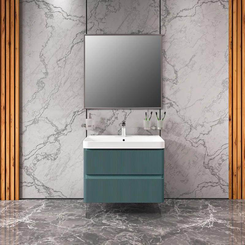 Bath Oasis 29.5'' Single Bathroom Vanity with Acrylic Top with Mirror