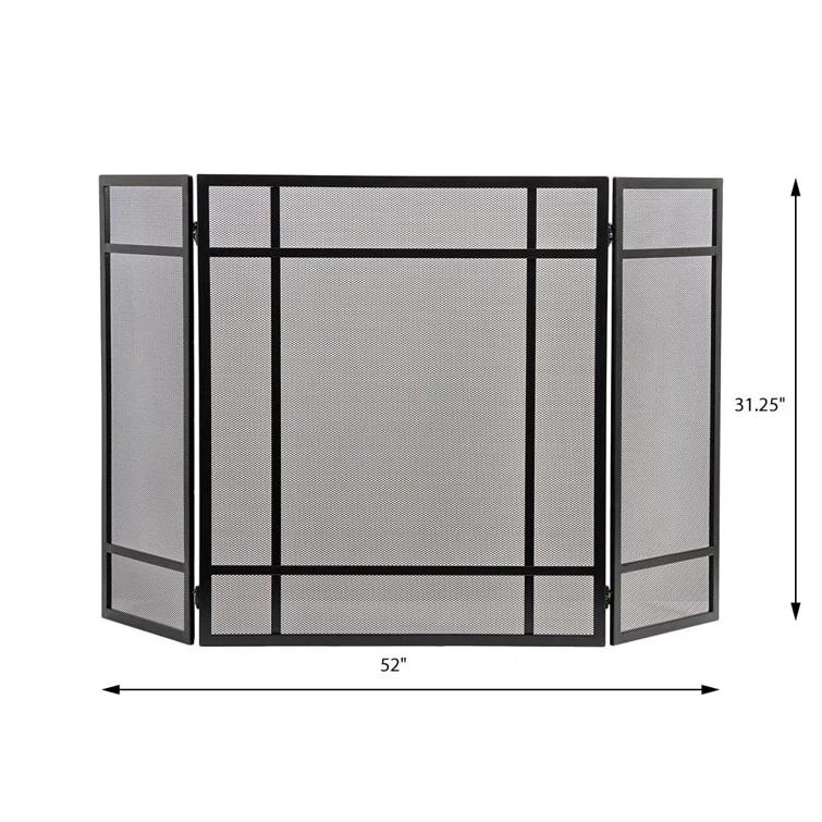 Country Living Pinecrest Mesh Fireplace Screen with Durable 3-Panel Steel Frame - Brass Handles