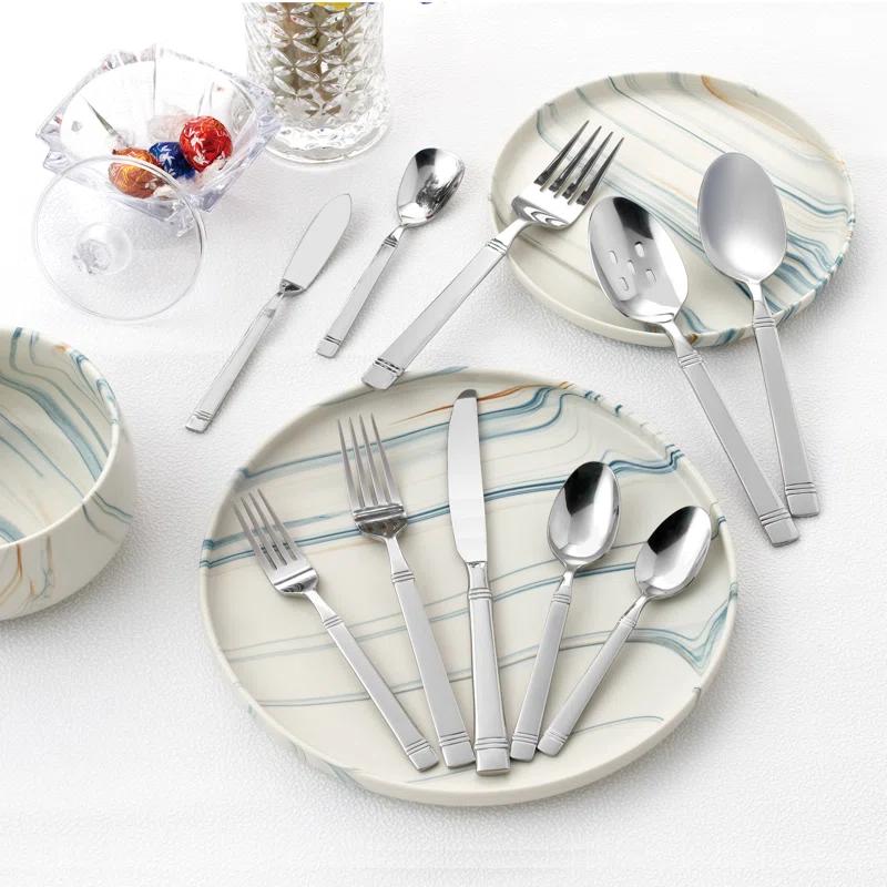Lorren Home Trends Lorren Home Trends 45 Piece Stainless Steel Flatware Set, Service for 8, Dishwasher Safe