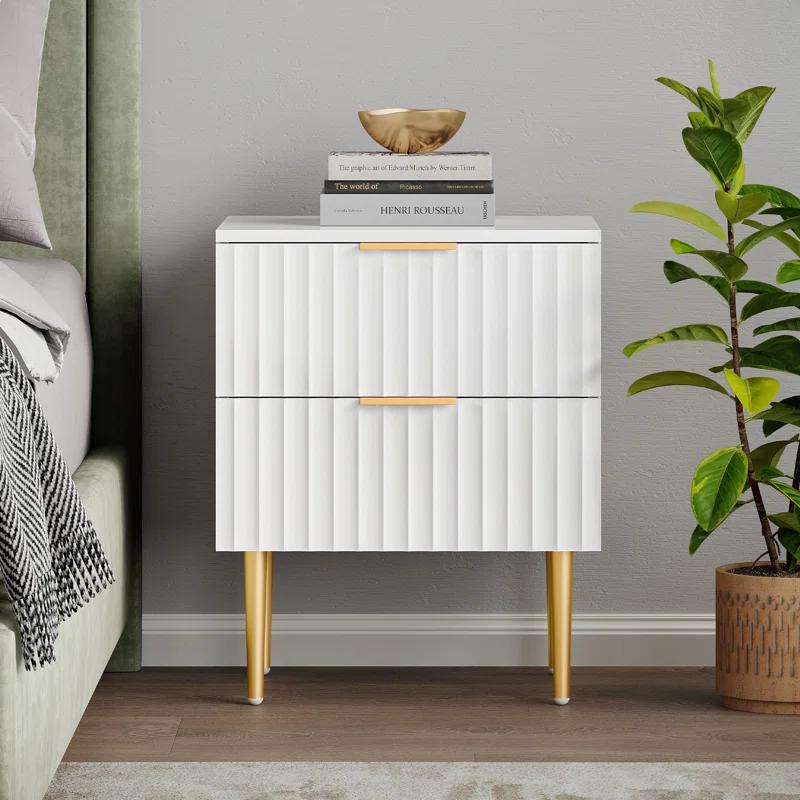 Mercer41 Rishaw Fluted Nightstand With 2 Drawers (Set of 2)
