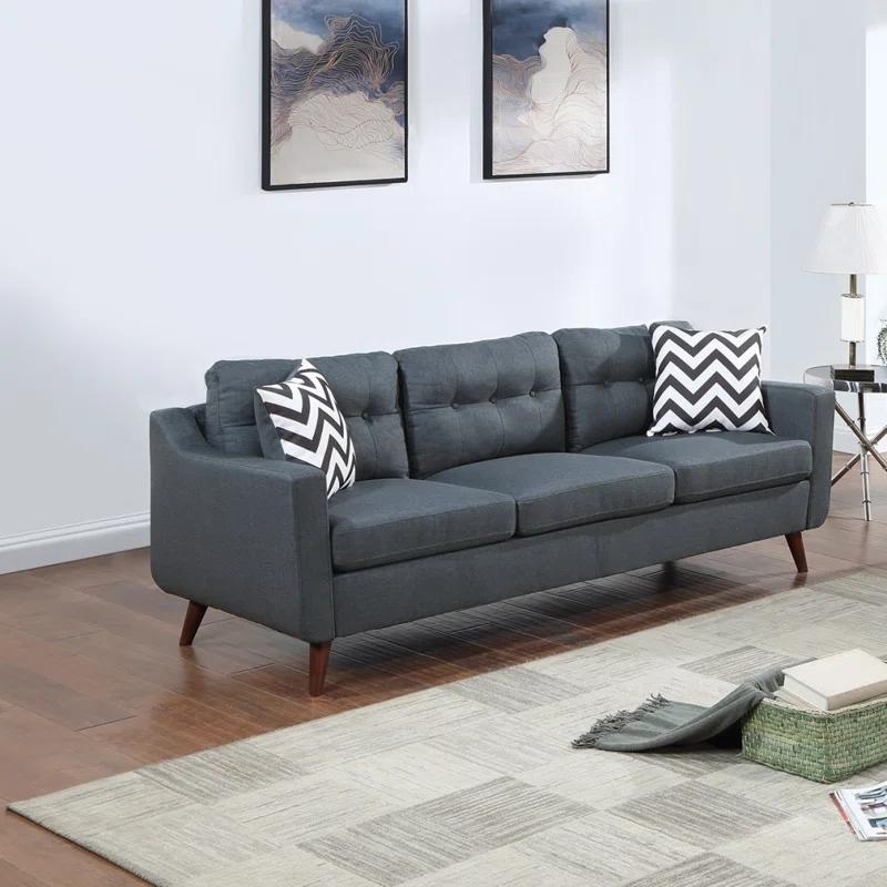 WANDINGT Modern Sofa Cozy Sofa Loveseat W Pillows 2Pc Sofa Set  Polyfiber Couch Tufted Cushions Living Room