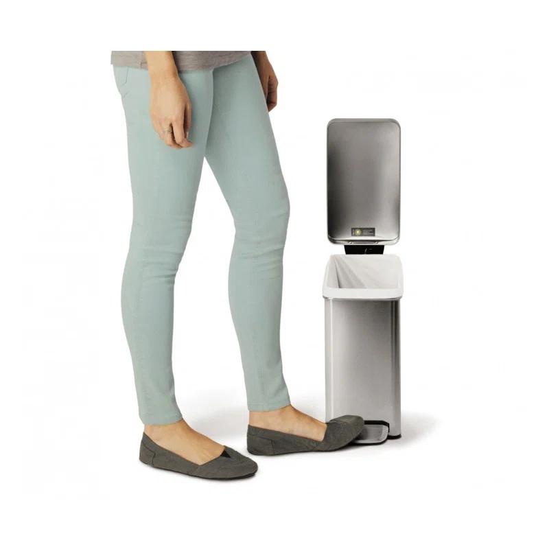 simplehuman 10 Liter / 2.6 Gallon Stainless Steel Bathroom Slim Profile Trash Can