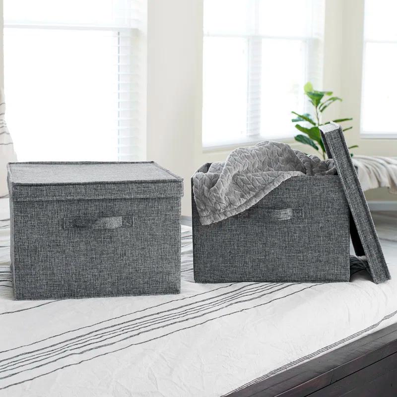 Household Essentials Household Essentials Wide Storage Box Fabric Bin (Set of 2)