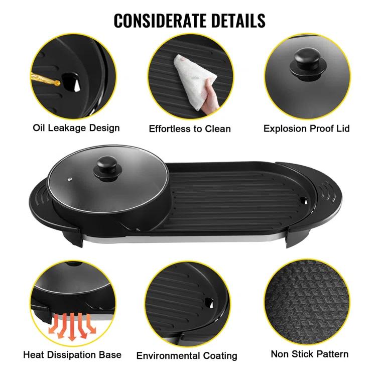 VEVOR VEVOR 2 in 1 BBQ Grill and Hot Pot with Divider