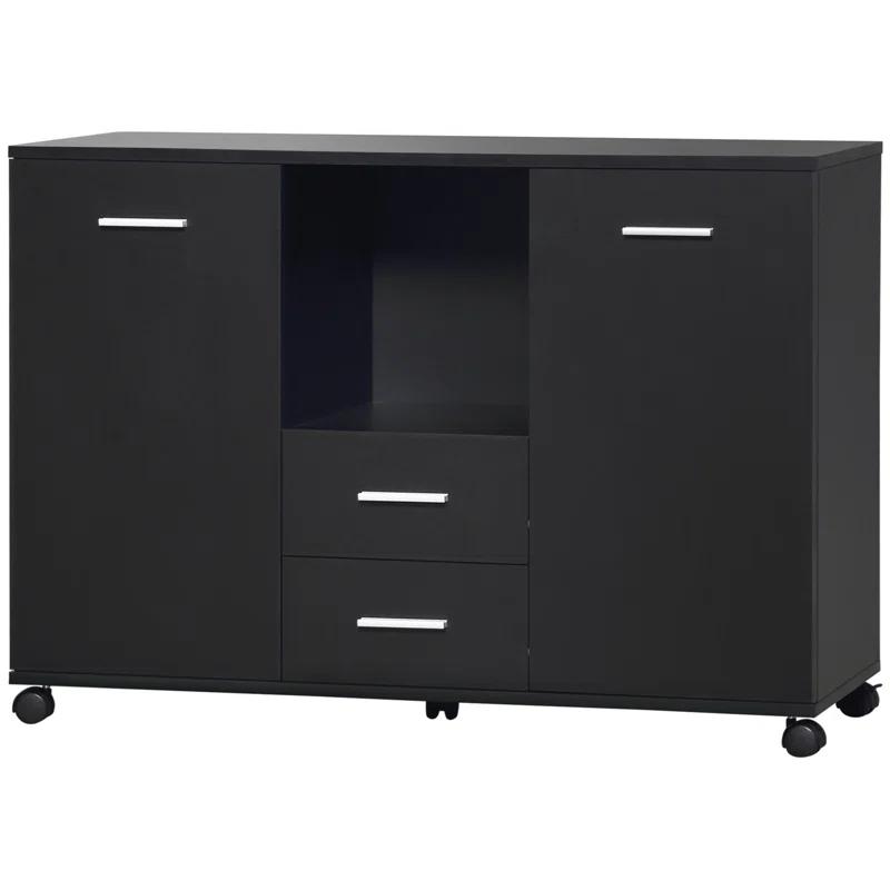 Latitude Run® Multifunction Office Filing Cabinet With 2 Drawers And 2 Shelves In Black