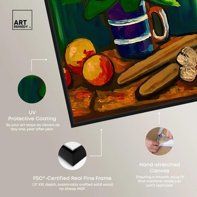 Art Remedy Floral Vase and Fruits