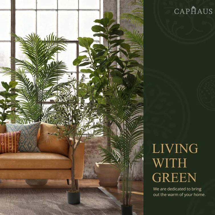 CAPHAUS CAPHAUS Artificial Olive Tree with Fruit, Fake Potted Topiary Tree with Dried Moss, 5 / 6 / 7 Feet