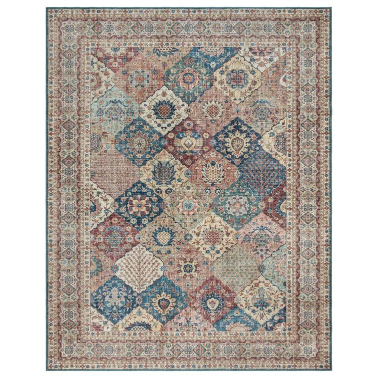 Gertmenian Gertmenian Crystal Print Cinzia Washable Digital Print Traditional Patchwork Border Area Rug