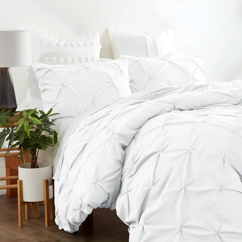Becky Cameron Pinch Pleat Textured Duvet Cover Set & Reviews | Wayfair