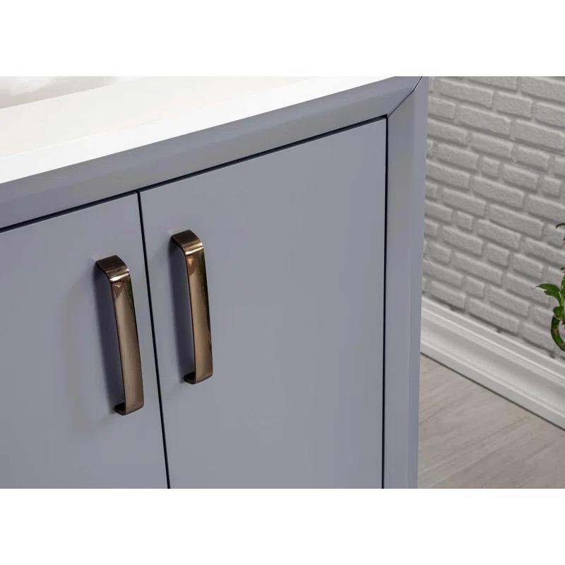 Adorn Vanity Fabia 30'' Free-standing Single Bathroom Vanity with Quartz Vanity Top & Mirror