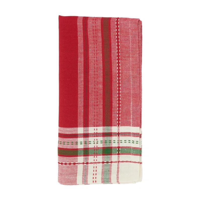 Joyful Holiday Stripe Placemat and Napkin Set (4 Placemats + 4 Napkins)