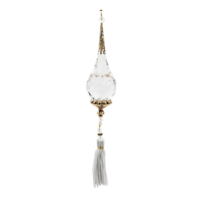 A&B Home 9" Long Acrylic Drop with Polyester Tassel Hanging Ornaments - Set of 12 - Clear/Silver (Set of 12)