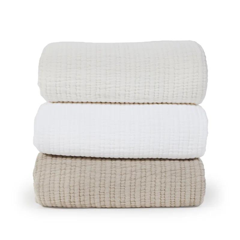 Chatham Cotton Matelasse Coverlet by Pom Pom at Home - Cream / Queen