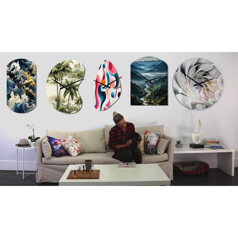 Design Art Modern Watercolor Art - Arch Shape Unique Abstract Transitional Wall Clock