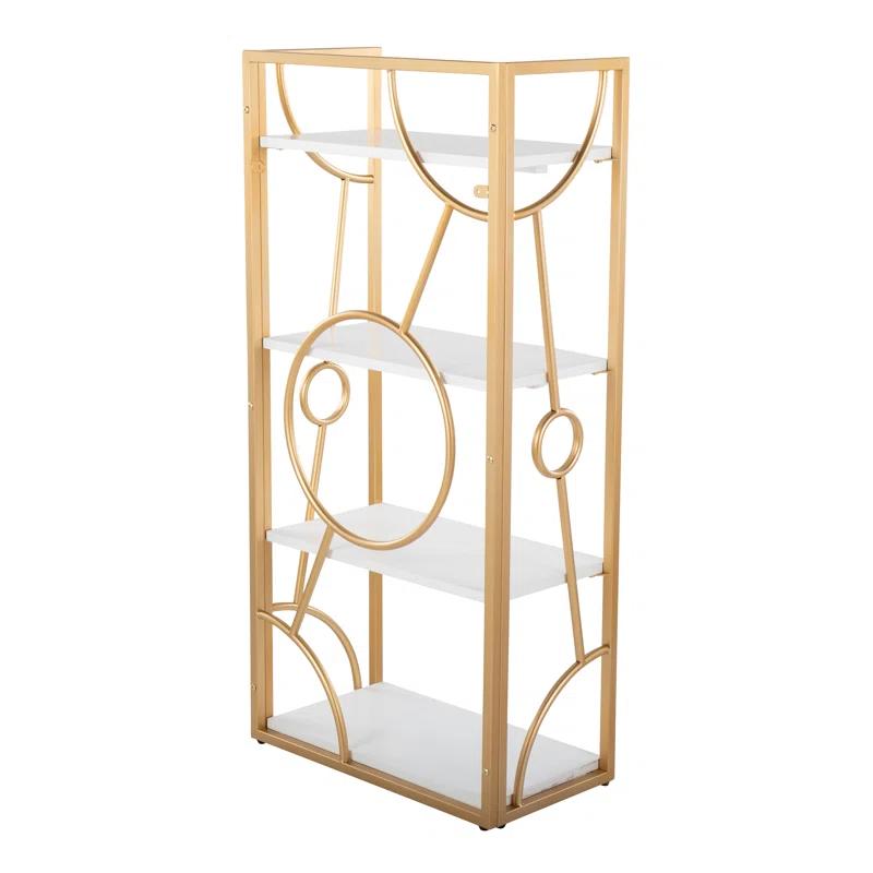 Everly Quinn Constellation Contemporary Bookcase in Gold Metal and Wood by LumiSource