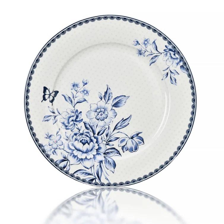 STP Goods Vintage Blue Porcelain Dinnerware Set of 24 pc for 6 pers.