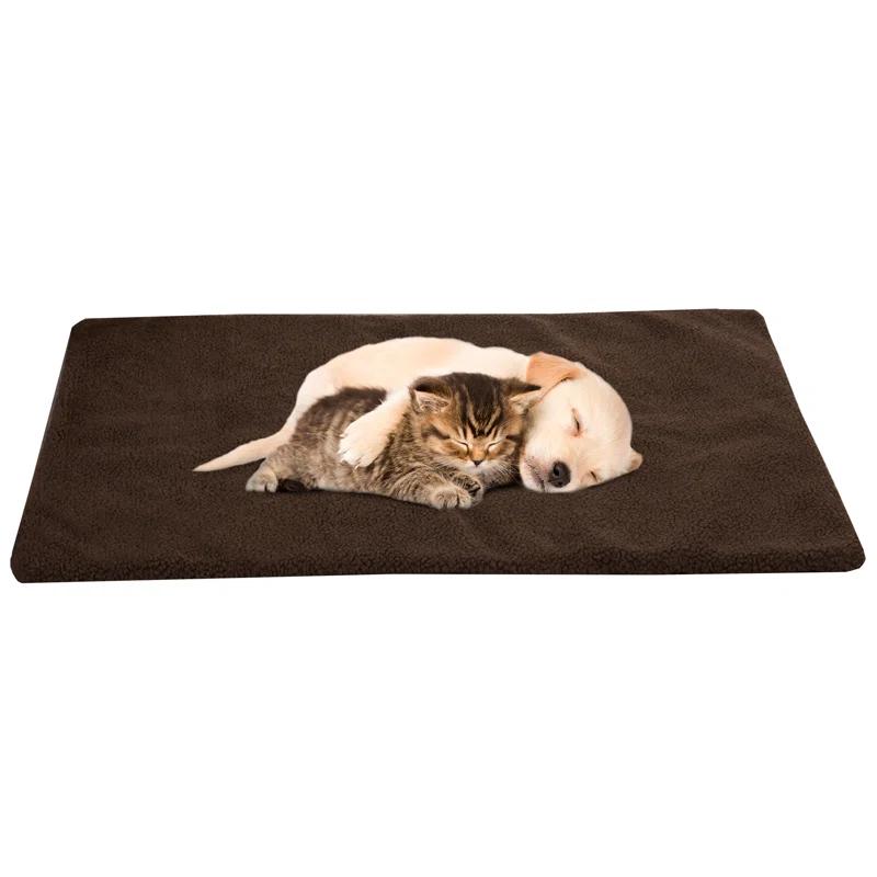 Petmaker PETMAKER Self Warming Cat Mat - Thermal Dog Crate Pad with Removable Washable Sherpa Cover and Reflective Insulation Layer for Self Heating - Pet Supplies for Dogs and Cats