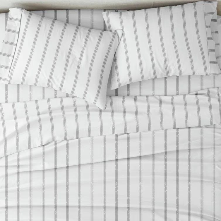 IEnjoy Home Distressed Navy Coastal Stripe Pattern Microfiber Sheet Set