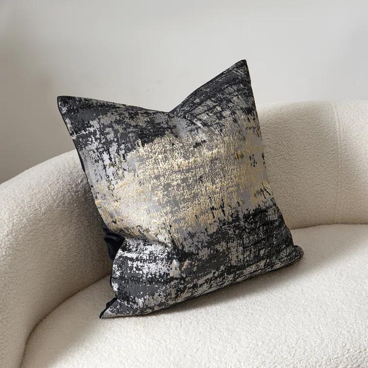 THE-TINOART Glam Jacquard & Velvet Throw Square Accent Pillow Cover 20"x20" 1Piece