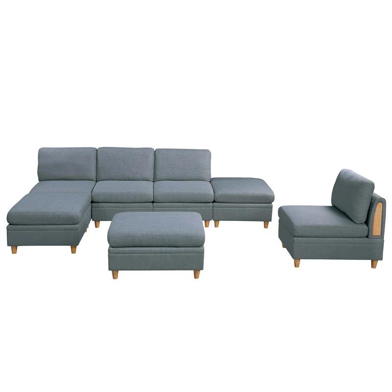 Beyong Living Room Furniture Corner Wedge Steel Color Dorris Fabric 1pc Cushion Wedge Sofa Wooden Legs