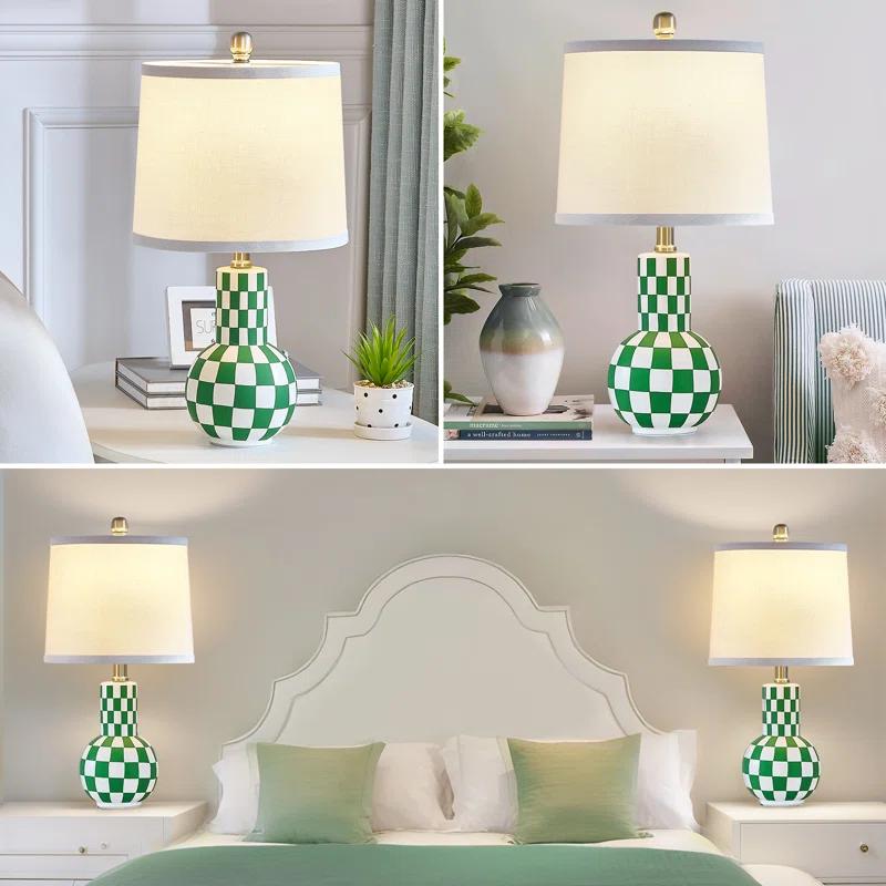 Ebern Designs Sighwarth 21" Ceramic Table Lamp for Bedroom 3-Color Temperature Modern Desk Lamps for Nightstand Living Room Bedside Lamp End Table Lamps (Set of 2)