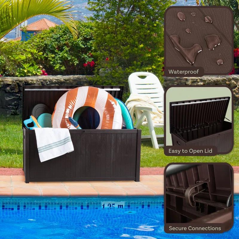 Pure Garden Outdoor Storage Box - 113 Gallon Lockable Deck Box for Pool Accessories, Patio Furniture Cushions, or Package Delivery for Outside by Pure Garden