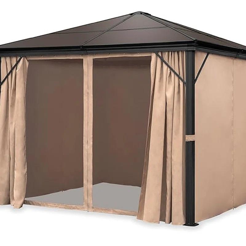 DEBLIT 10x10ft Outdoor Hardtop Square Gazebo for Backyard, Patio, Garden with Side Curtains, Mosquito Netting