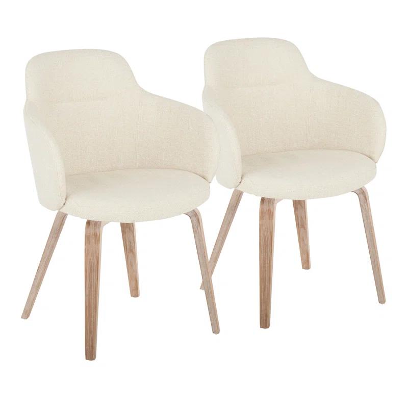 Boyne Contemporary Dining/Accent Chair In Whitewashed Wood And Cream Noise Fabric - Set Of 2 (Set of 2)
