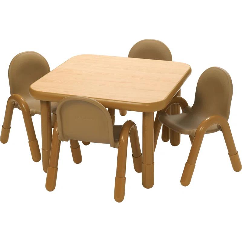 Angeles BASELINE Preschool 30" Square Table & Chair Set - Natural Wood