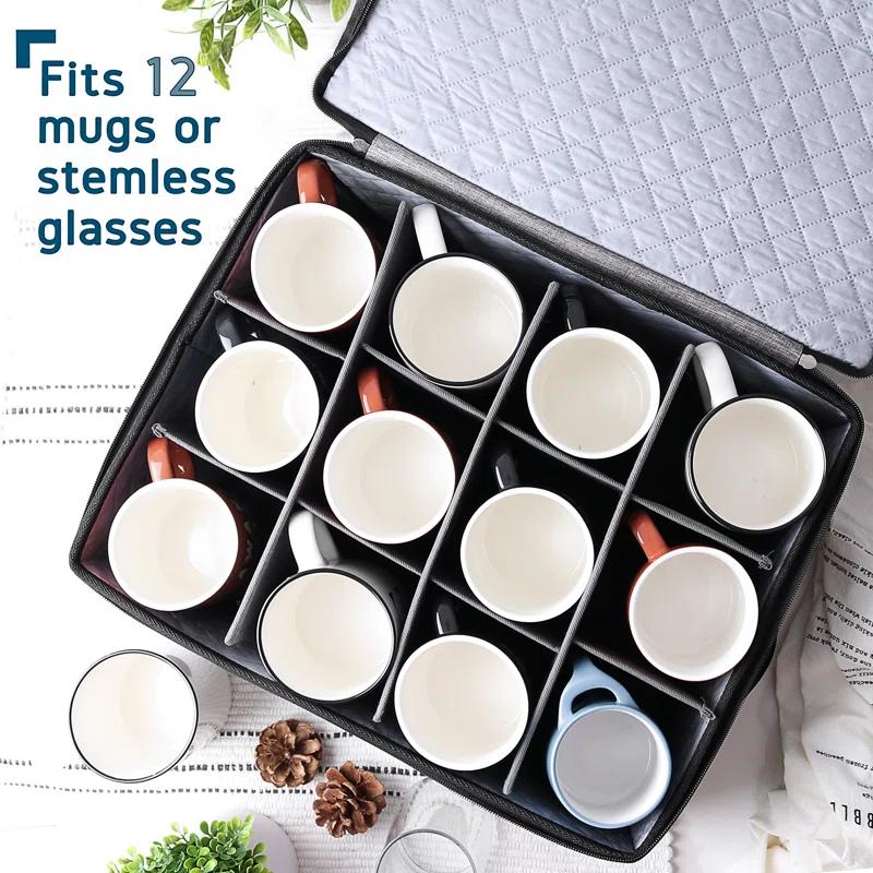 8 Piece Fabric Dinnerware Storage Set with Felt Dividers Included