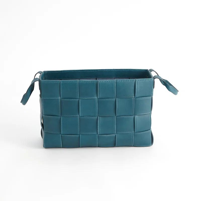 Soft Woven Leather Basket-Sm