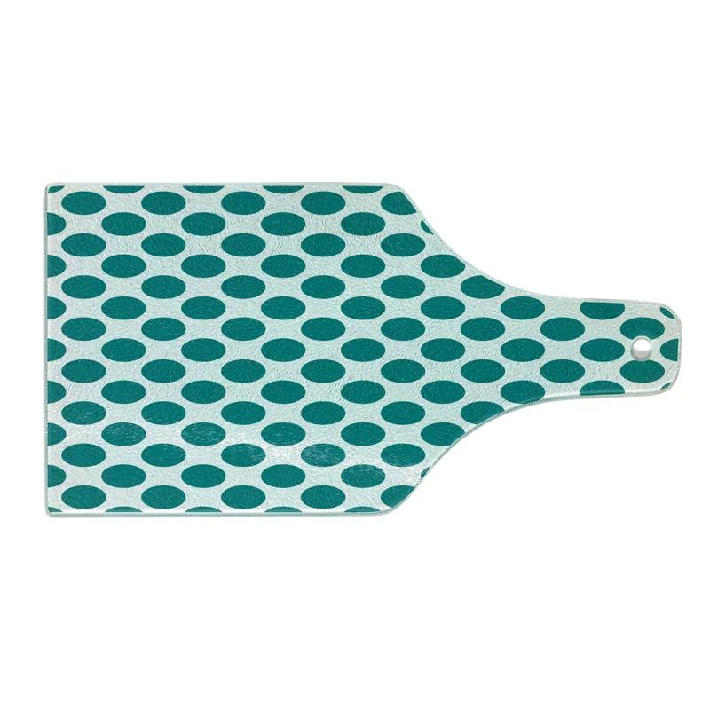 Ambesonne Ambesonne Teal Tempered Glass Cutting Board Design Vibrant Teal White