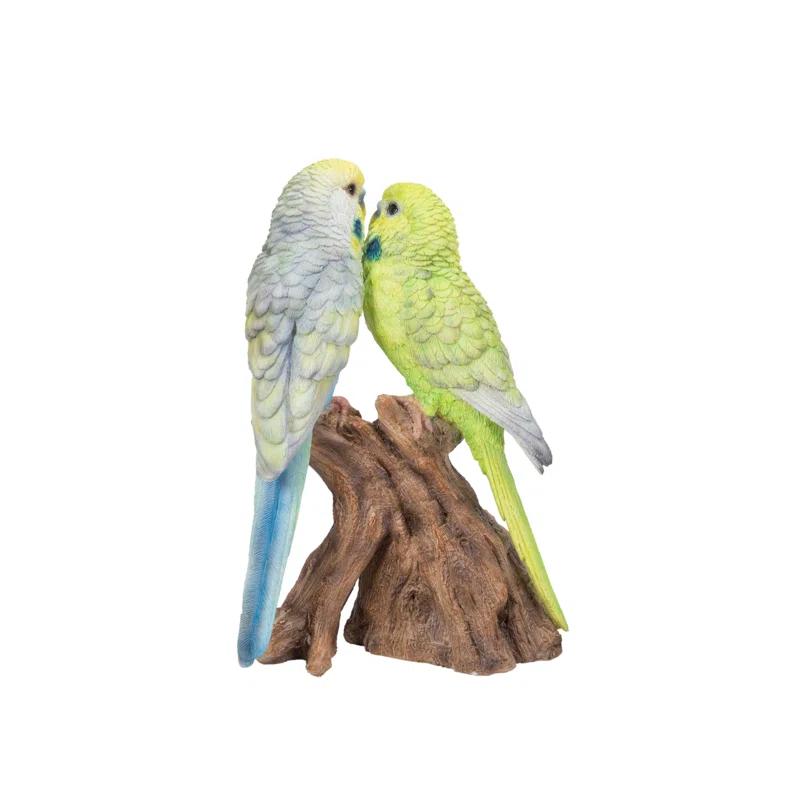 Hi-Line Gift Ltd. Motion Activated Singing Couple Budgerigar on Stump