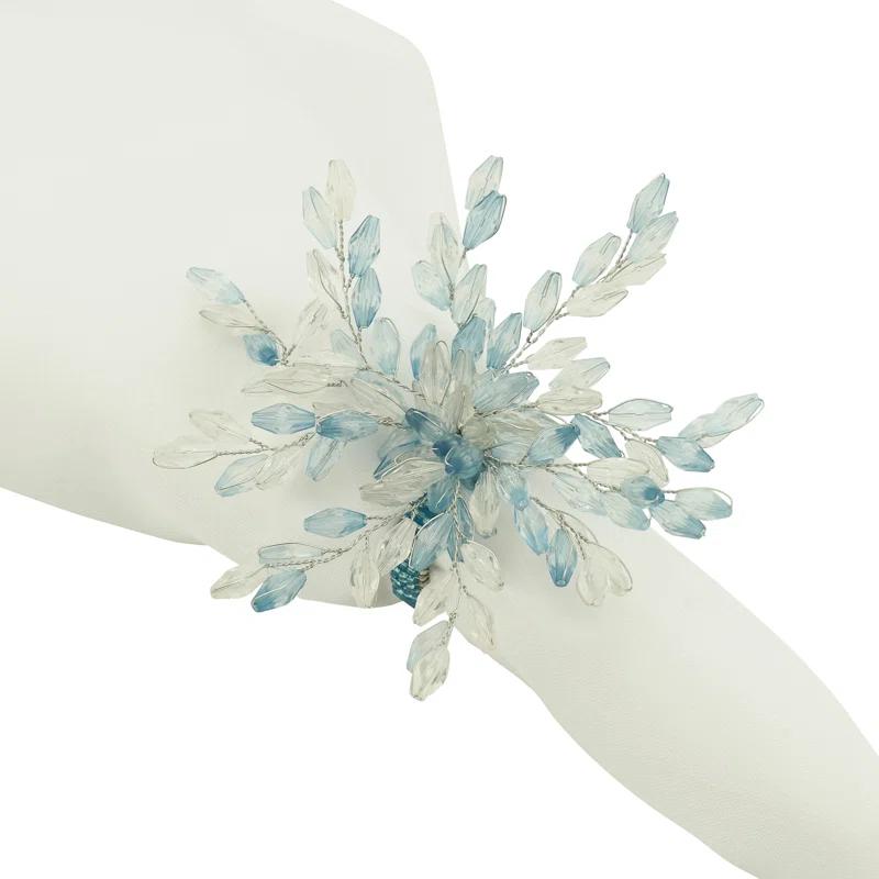 Saro Beaded Flower Napkin Ring (Set of 4)