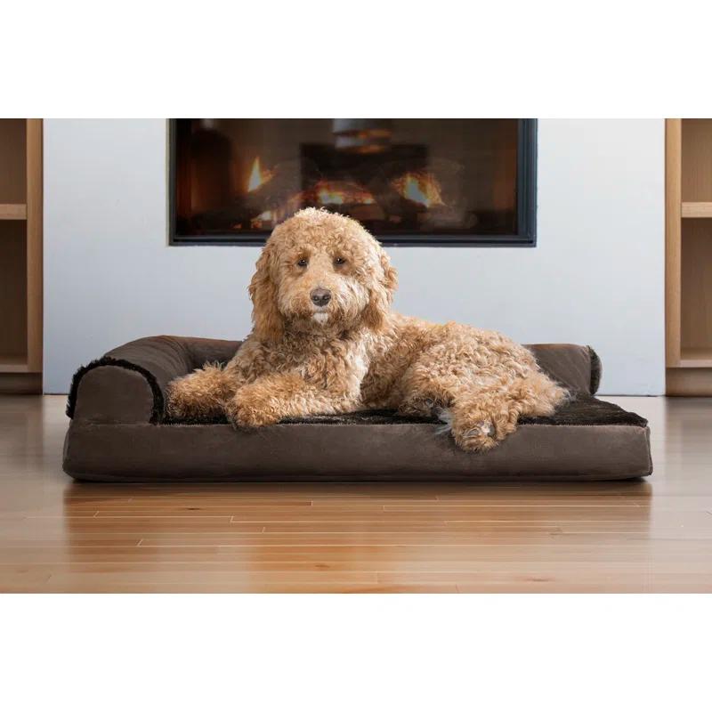 FurHaven Plush & Velvet Deluxe L-Chaise Orthopedic Pet Bed