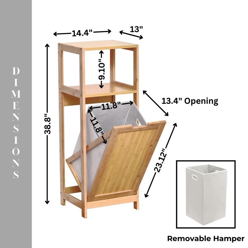 Evideco Miami Tilt-Out Cabinet Laundry Hamper with Basket and Shelves