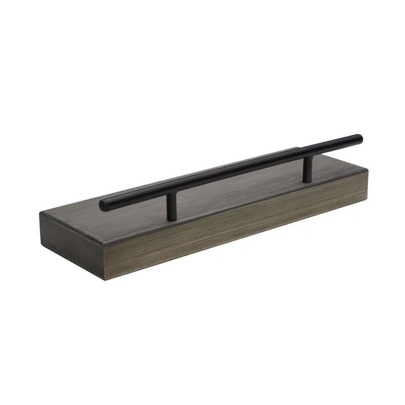 Melannco Floating Railing Shelf for Bedroom, Living Room, Bathroom, Kitchen, 24-Inch, Distressed Gray