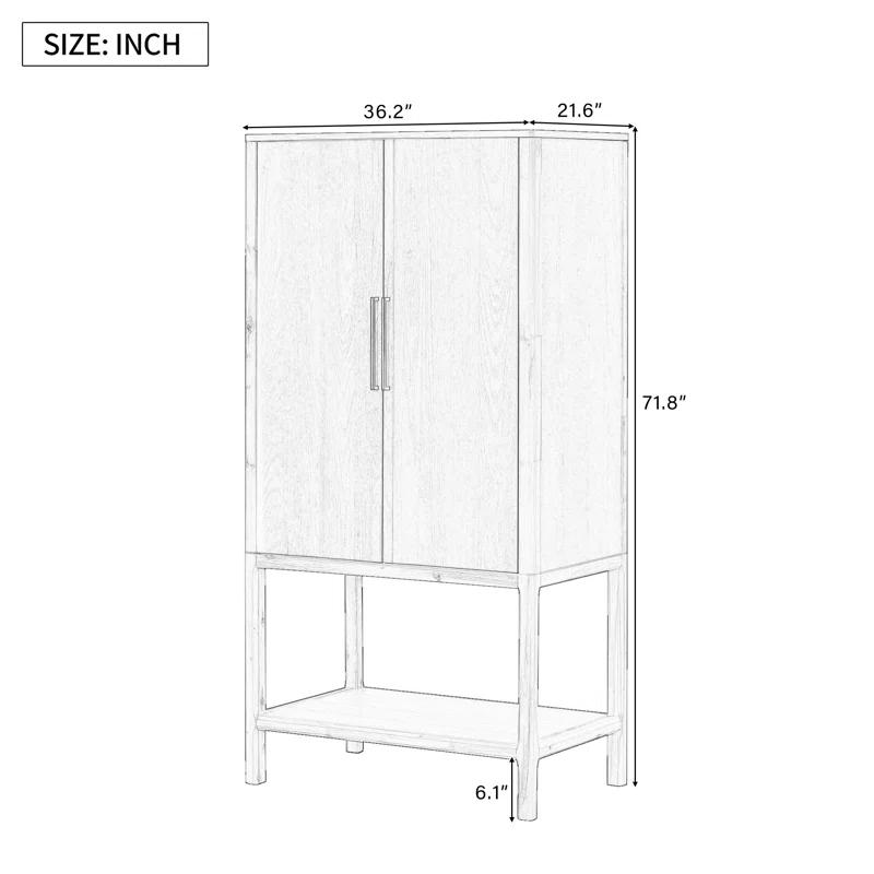 Keyly inc 36.2" W multiple storage functions Oak Veneer Cabinet
