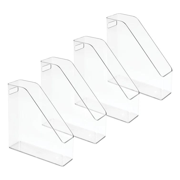 mDesign mDesign Plastic Slim File Folder Storage Organizer with Handle (Set of 4)