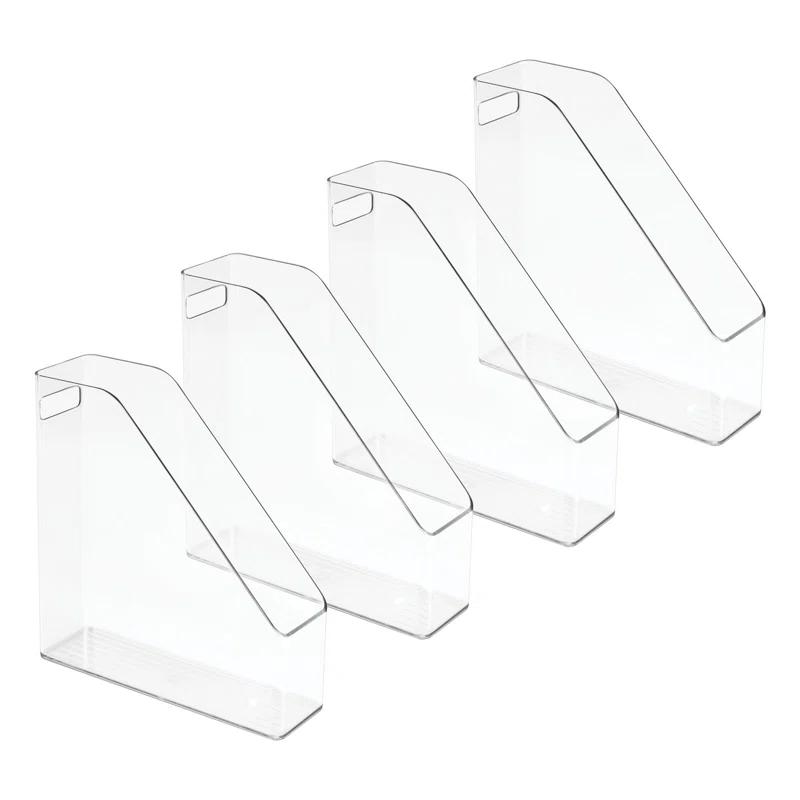 mDesign mDesign Plastic Slim File Folder Storage Organizer with Handle (Set of 4)