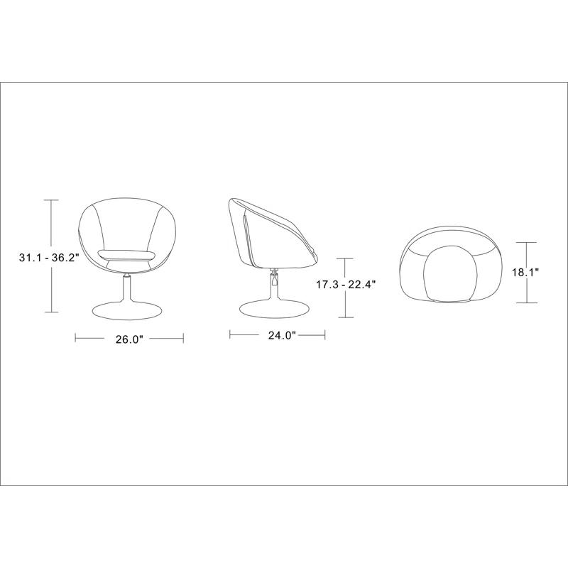 Manhattan Comfort Hopper Upholstered Swivel Accent Chair in Orange