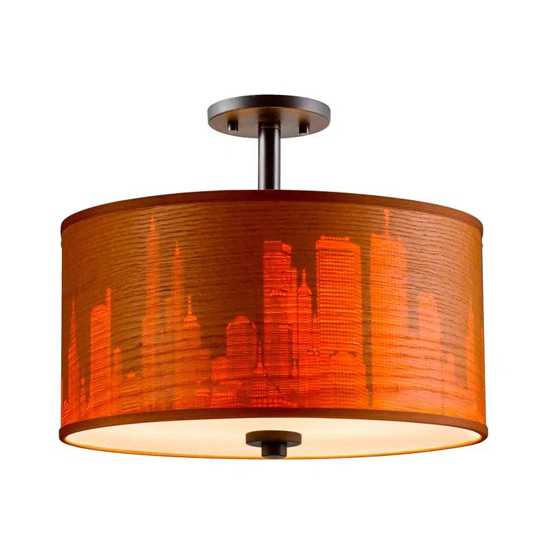 Woodbridge Lighting Drum - Vaneer Semi Flush Mount
