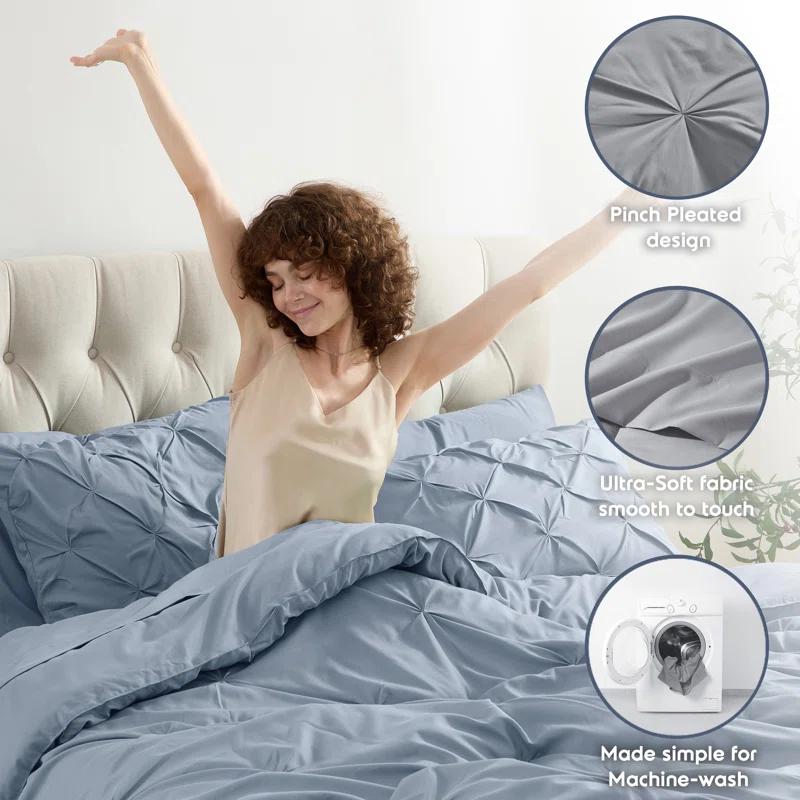 Nestl Bed-in-A-Bag Pleated Comforter Set with Bed Sheets