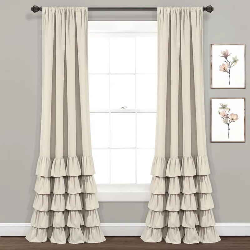Lush Decor Allison Ruffle Polyester Semi Sheer Curtain Pair (Set of 2)