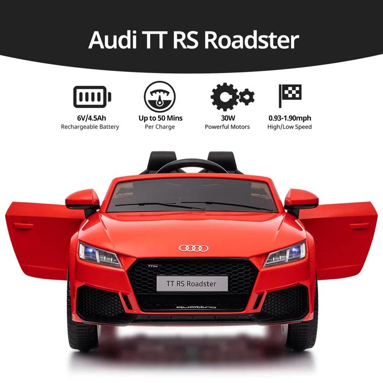 Outfunny Electric Car for Kids, Licensed Audi 6V Ride on Toy Car for Toddlers with Remote, Bluetooth